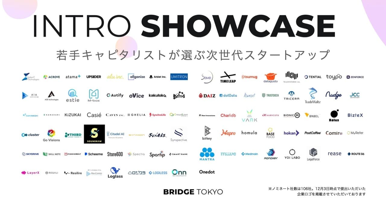 次世代を担うスタートアップを讃える「INTRO Showcase」に選出されました!